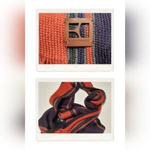 Boss Orange Striped Orange Purple Tassel Hem Multifunctional Rectangle Scarf
